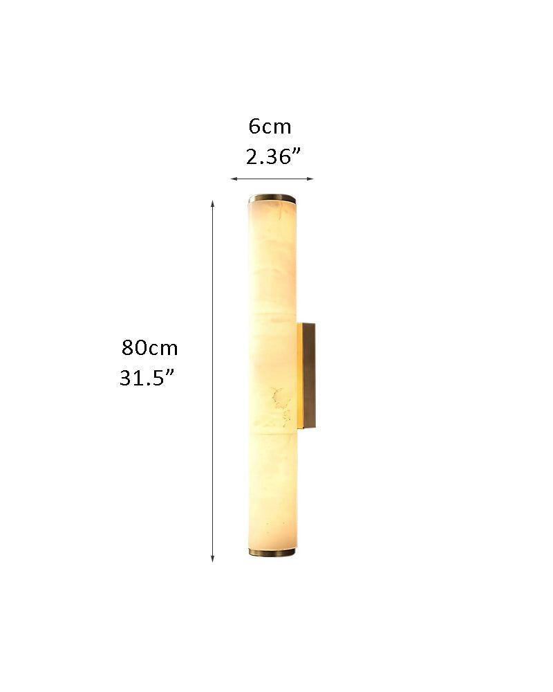 LED Copper Cylindrical Natural Marble Alabaster Wall Sconce Lamp
