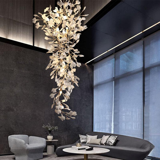 Ceramic Ginkgo Staircase  Long Branch Chandelier -  lamerlighting