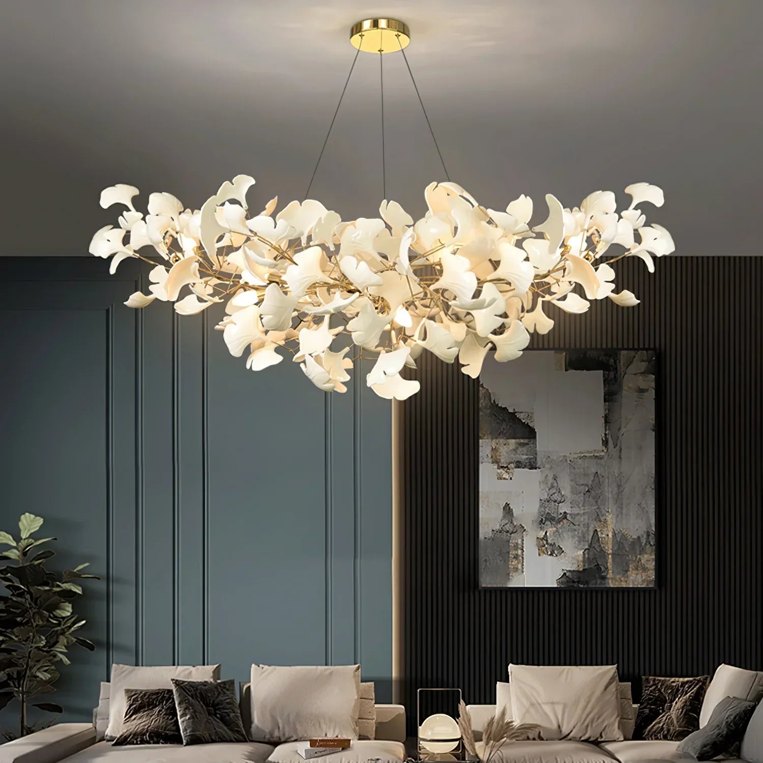 Ceramic Gingko Chandelier B - lamerlighting