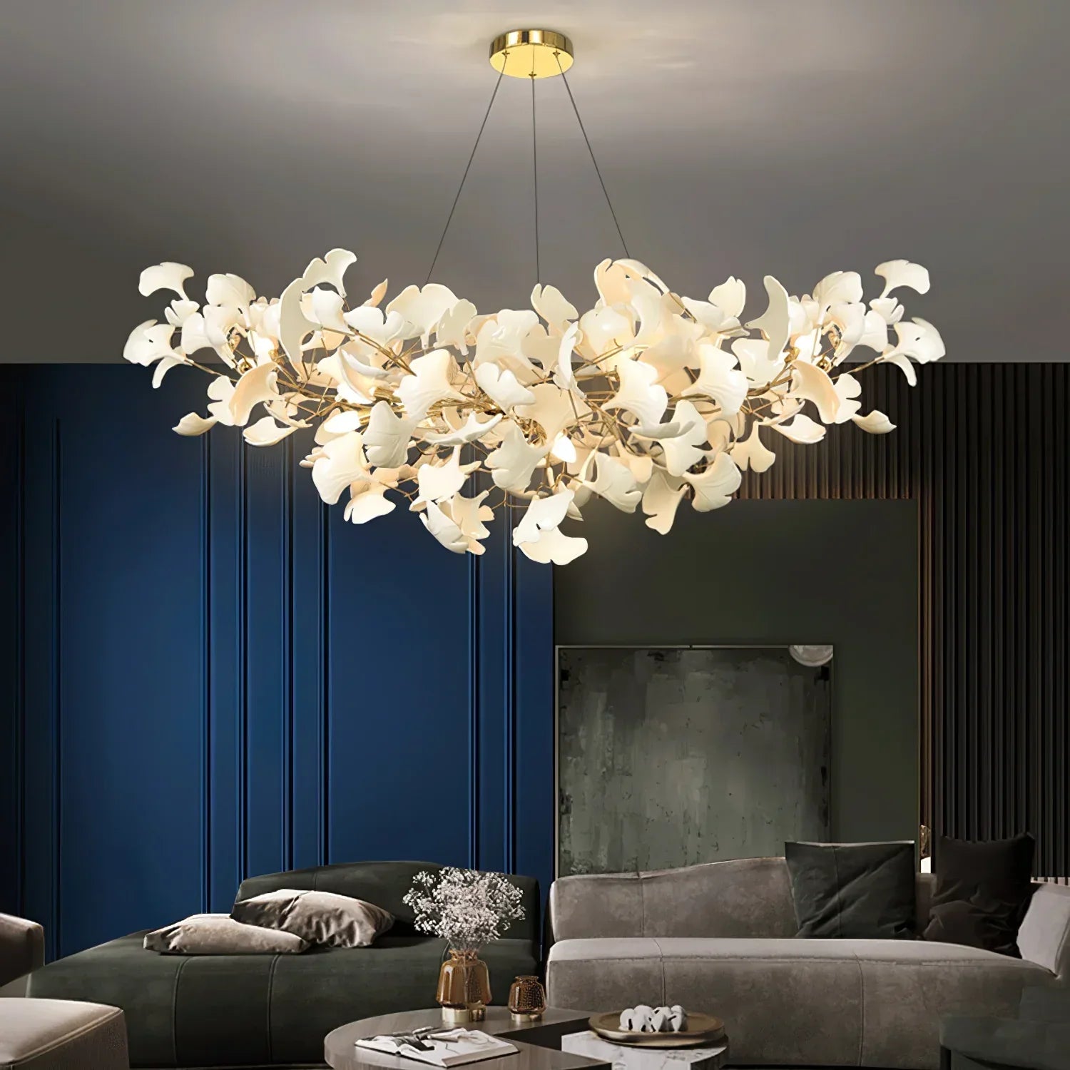 Ceramic Gingko Chandelier B - lamerlighting