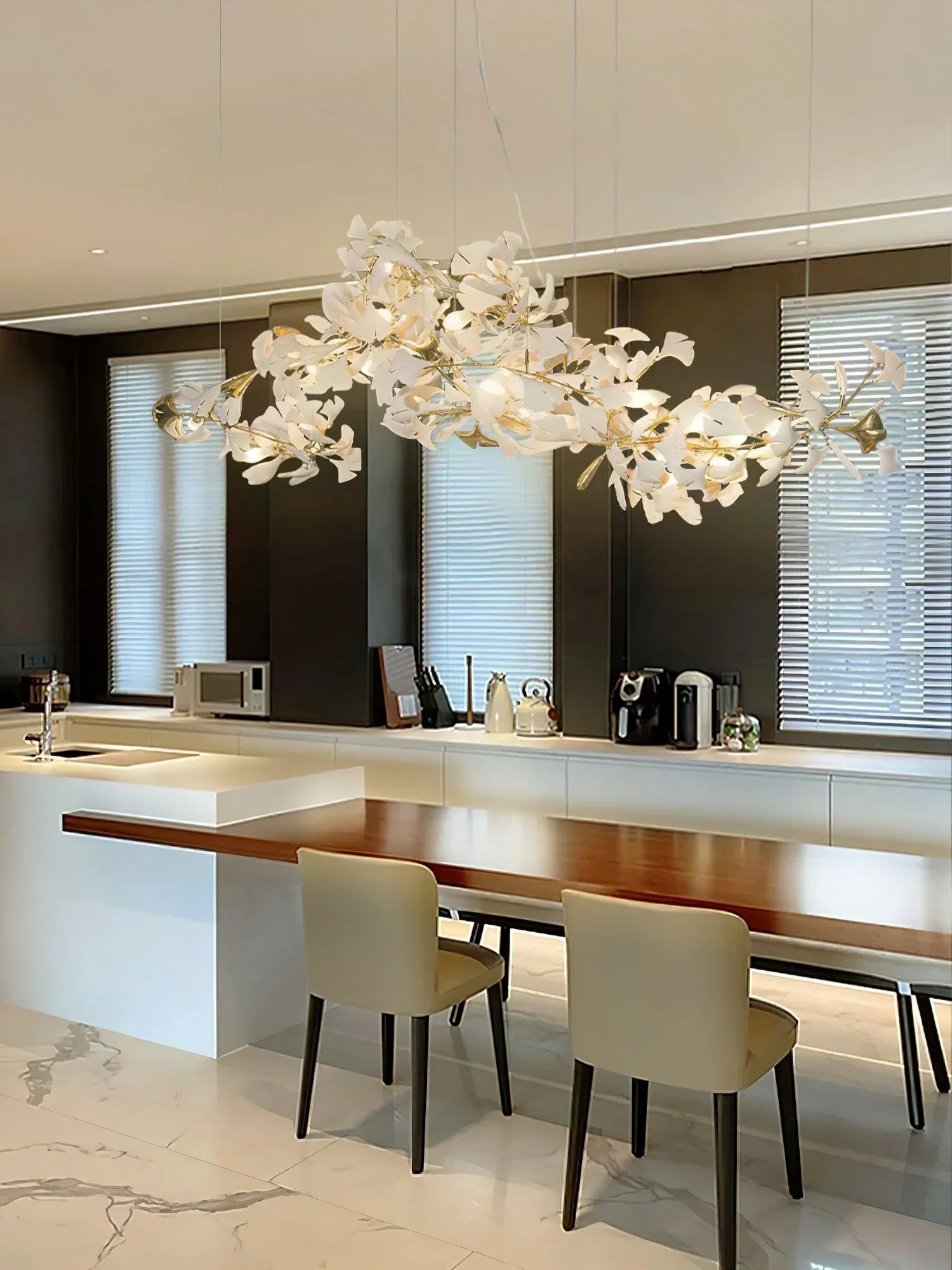 Ceramic Gingko Chandelier B - lamerlighting