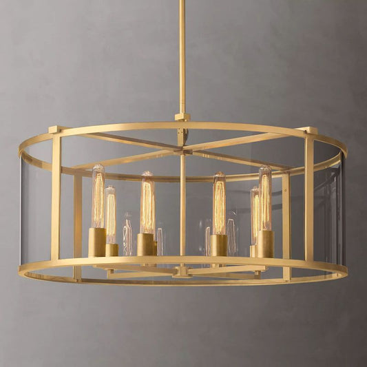 Beckman Glass Lantern Modern Round Chandelier 33