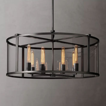 Beckman Glass Lantern Modern Round Chandelier 33