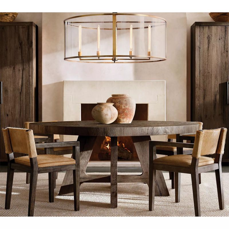 Beckman Glass Lantern Modern Round Chandelier 44" - lamerlighting
