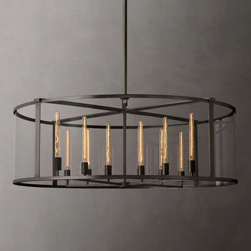 Beckman Glass Lantern Modern Round Chandelier 55