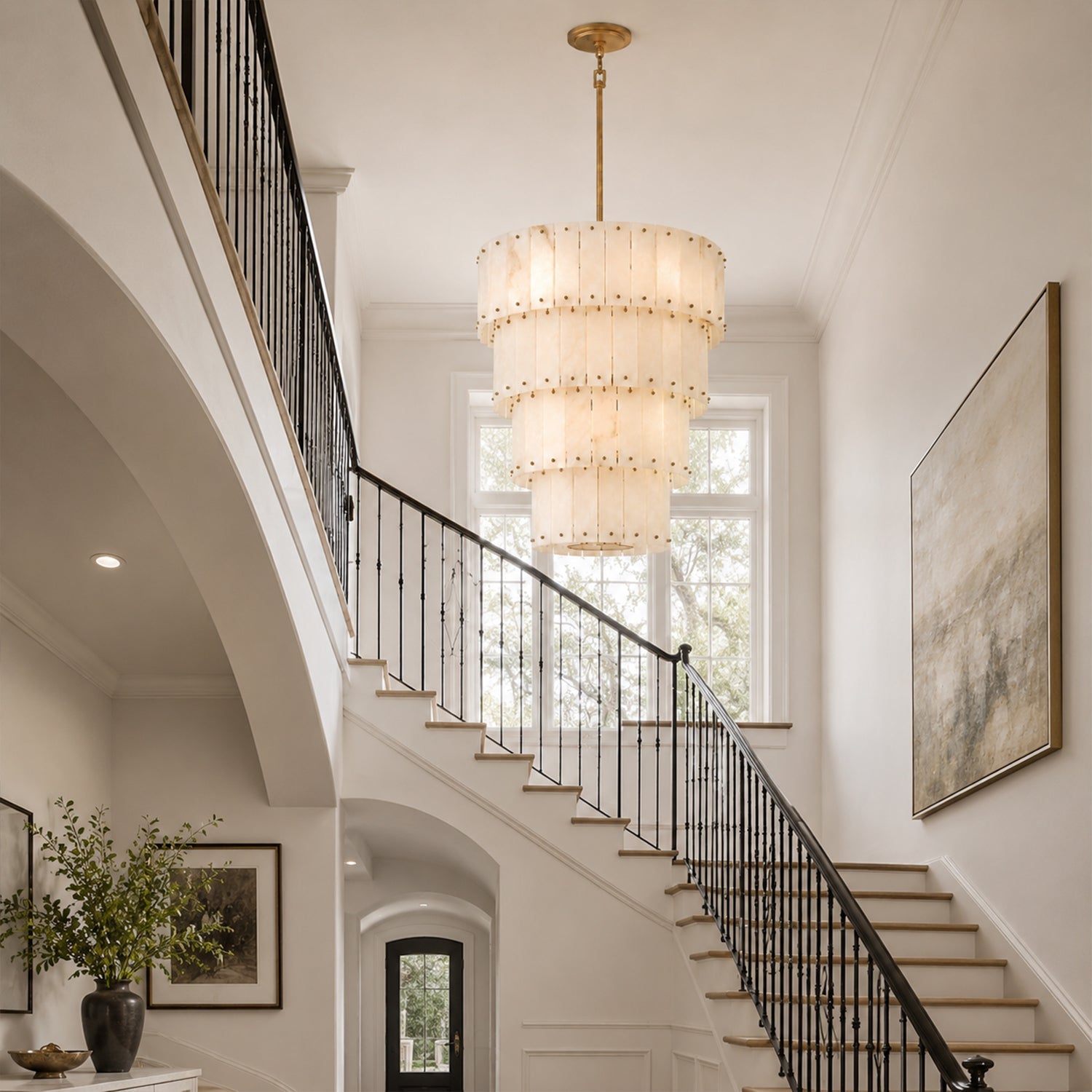 Simona Alabaster Round 4-Tier Chandelier