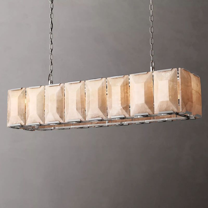 Harson Calcite Rectangular Chandelier 54" - lamerlighting