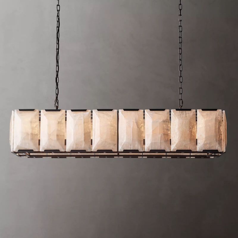 Harson Calcite Rectangular Chandelier 54" - lamerlighting