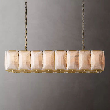 Harson Calcite Rectangular Chandelier 54" - lamerlighting