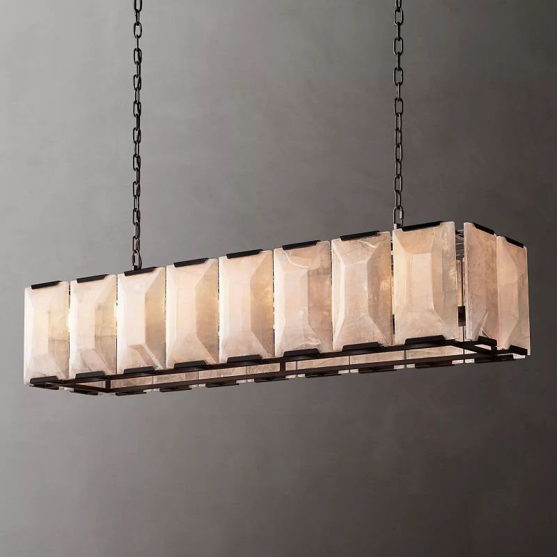 Harson Calcite Rectangular Chandelier 54" - lamerlighting