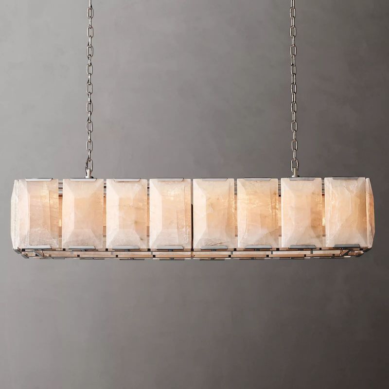 Harson Calcite Rectangular Chandelier 54" - lamerlighting