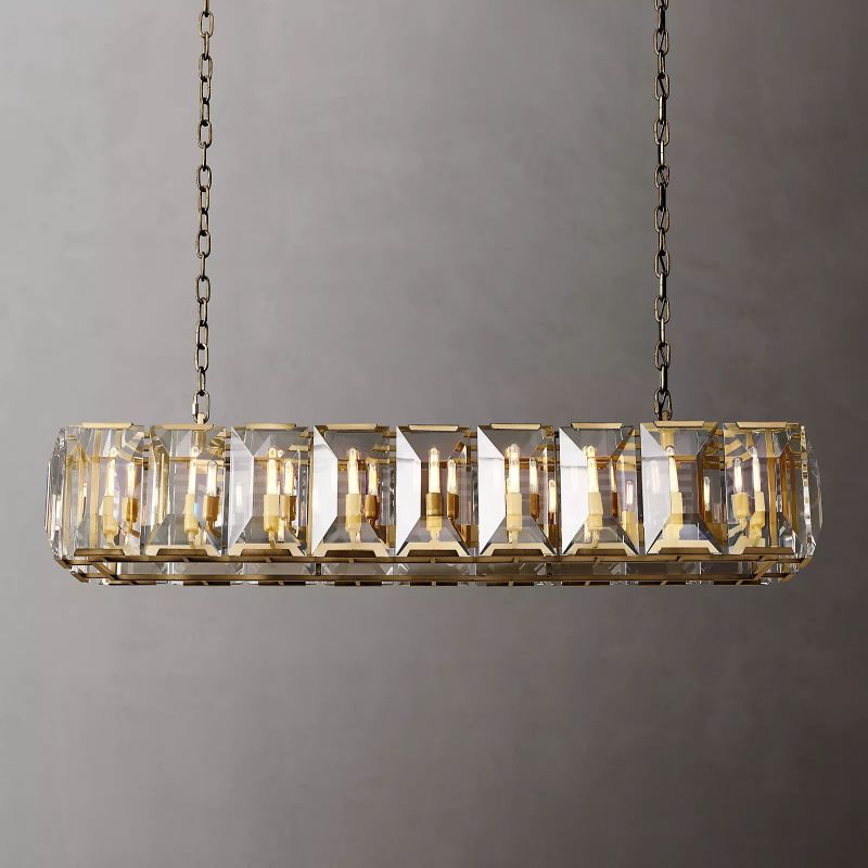 Harson Crystal Rectangular Chandelier 62" - lamerlighting