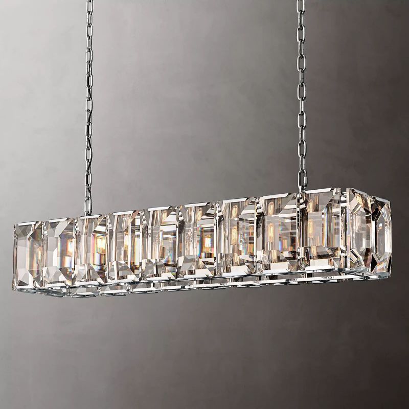 Harson Crystal Rectangular Chandelier 62" - lamerlighting