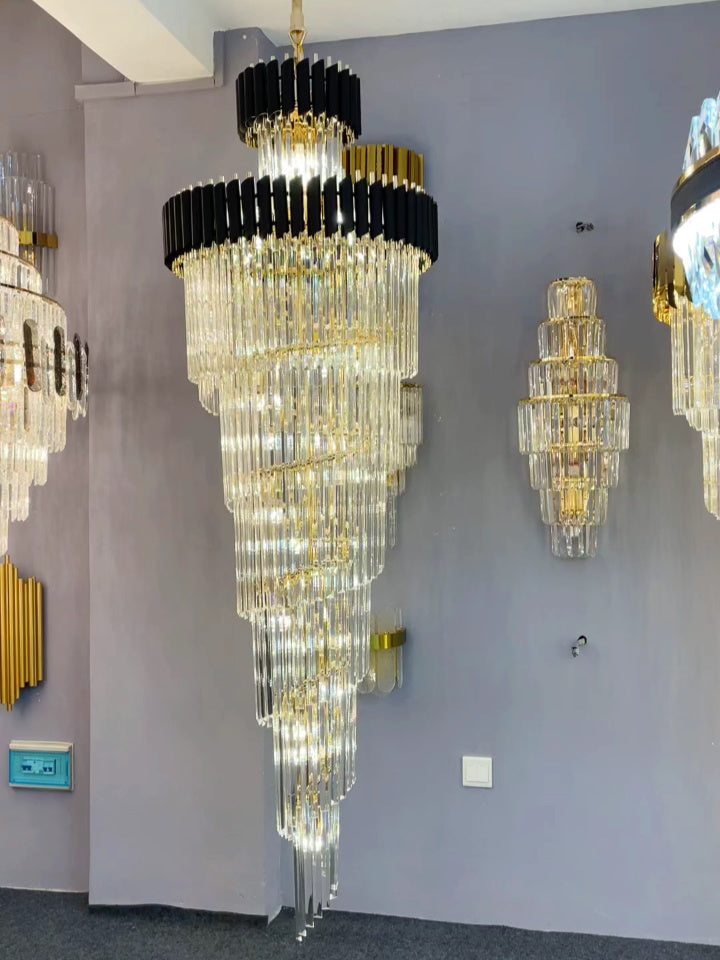 Lamer Lighting Grand Spiral Crystal Foyer Chandelier - Background Shot