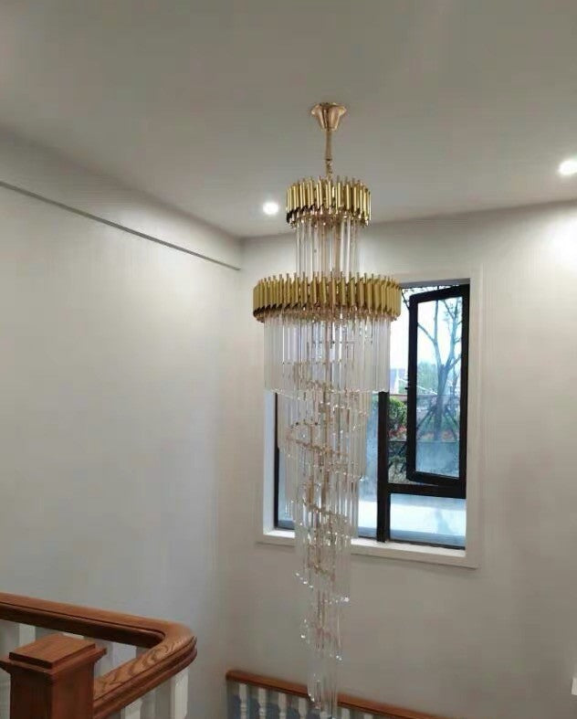 Lamer Lighting Grand Spiral Crystal Foyer Chandelier - Background Shot