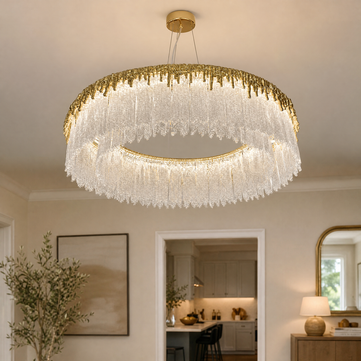 Ice Bloom Glass Chandelier D800 - Copper