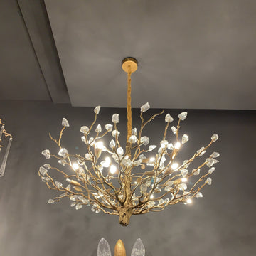 Art Deco Copper Glass 8-Light Branch Chandelier, 23.6 Inch