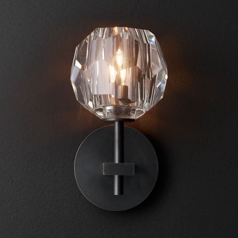 Kristal Clear Glass Short Wall Sconce -  lamerlighting