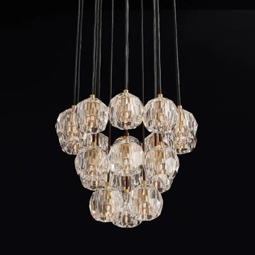 Kristal Glass Round Cluster Chandelier 19" - lamerlighting