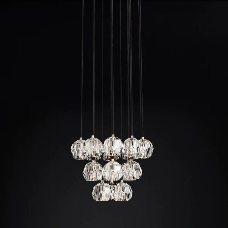 Kristal Glass Round Cluster Chandelier 19" - lamerlighting