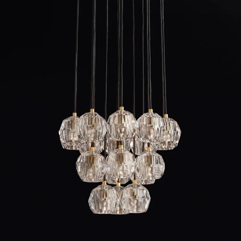 Kristal Glass Round Cluster Chandelier 19" - lamerlighting