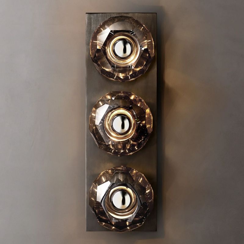 Kristal Smoke Glass Linear Short Wall Sconce -  lamerlighting