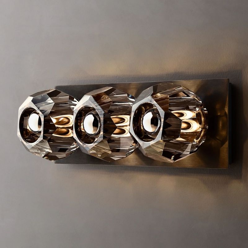 Kristal Smoke Glass Linear Short Wall Sconce -  lamerlighting