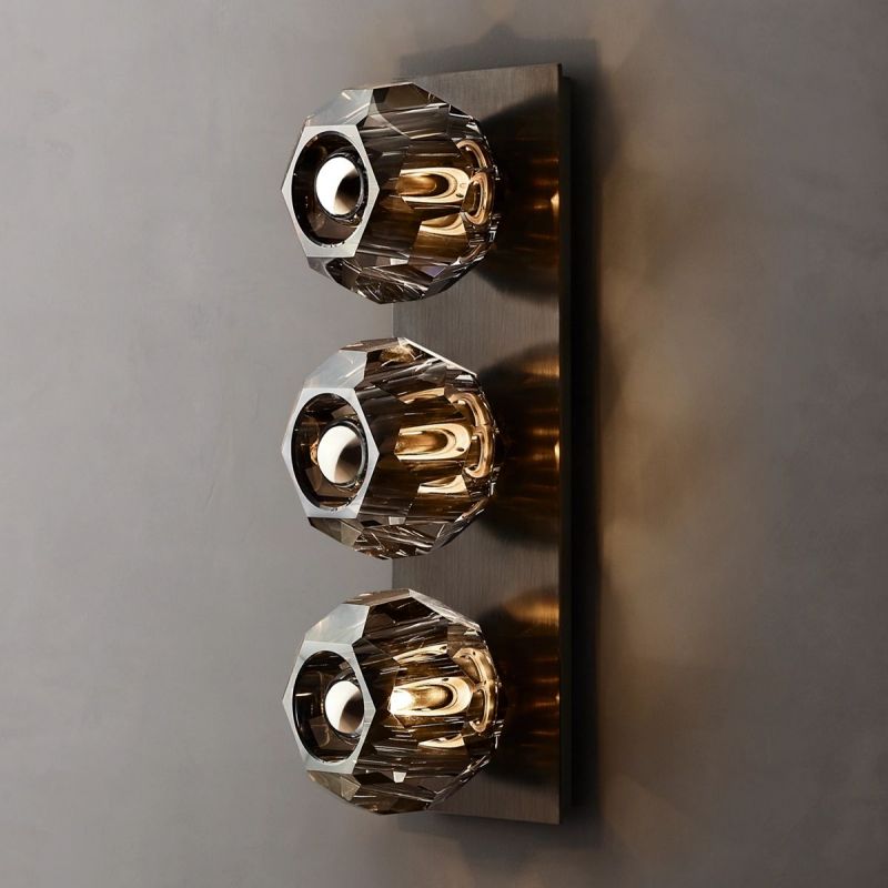 Kristal Smoke Glass Linear Short Wall Sconce -  lamerlighting