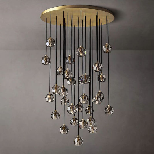 Kristal Smoke Glass Round Cluster Chandelier 40