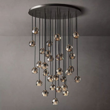 Kristal Smoke Glass Round Cluster Chandelier 40