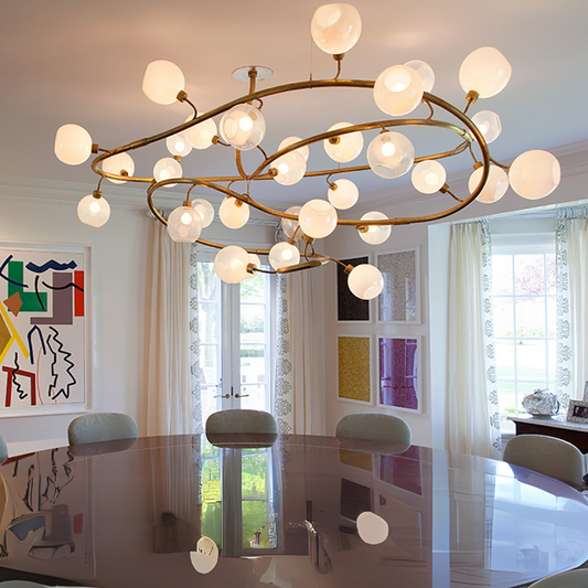 Glass Globe Spiral Chandelier