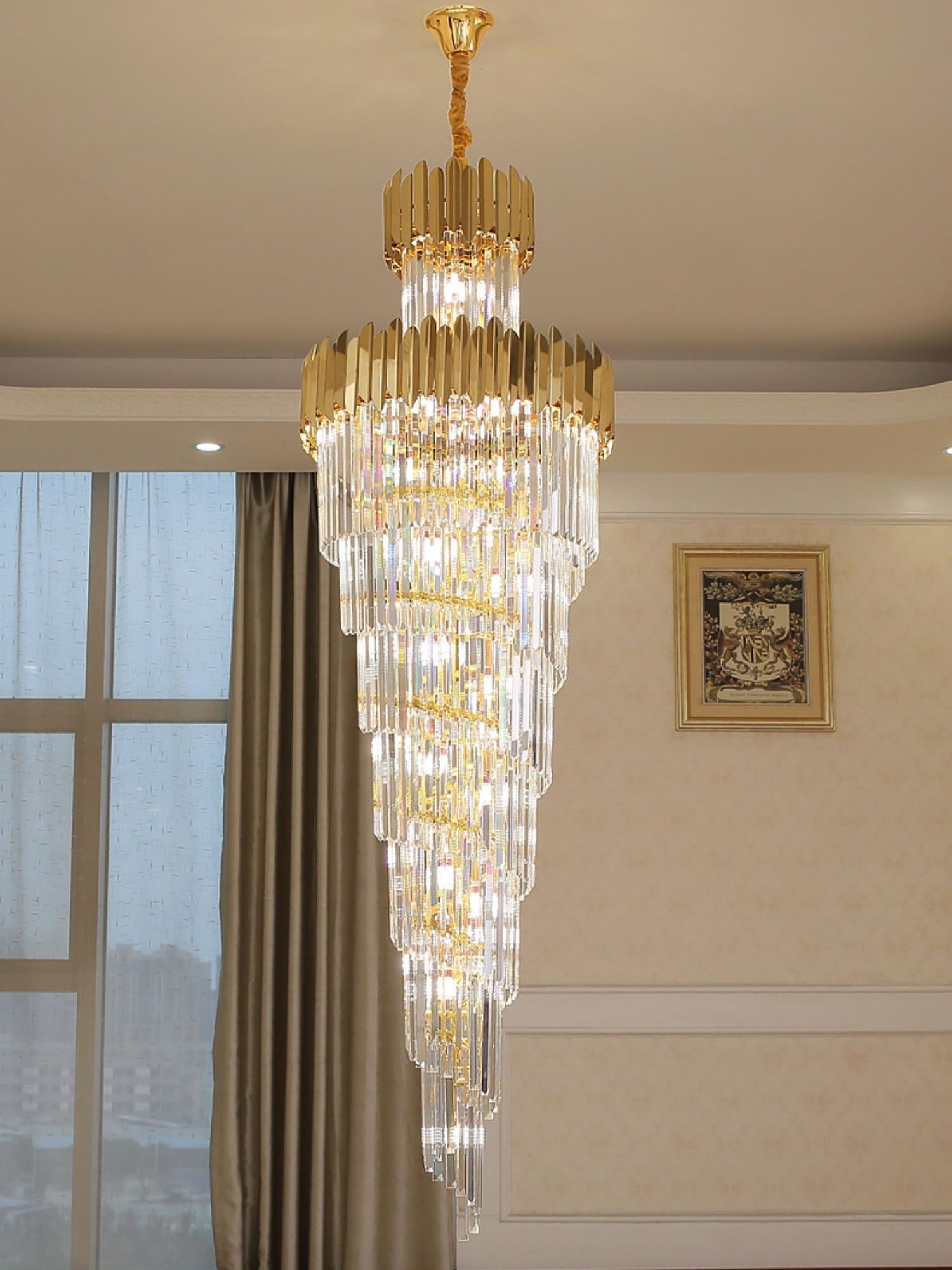Lamer Lighting Opulent Grandeur Long K9 Crystal Chandelier - Background Shot