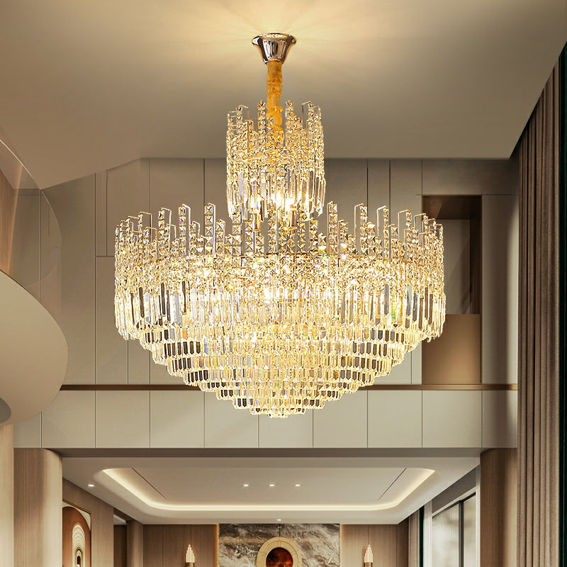 Lamer Lighting Grand Luminous Round K9 Crystal Chandelier - grand American estate foyer