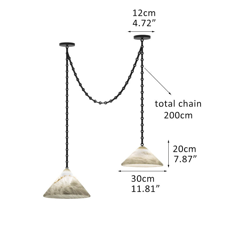 Multi-Head Matte White Alabaster Cone Hanging Kitchen Pendant Light