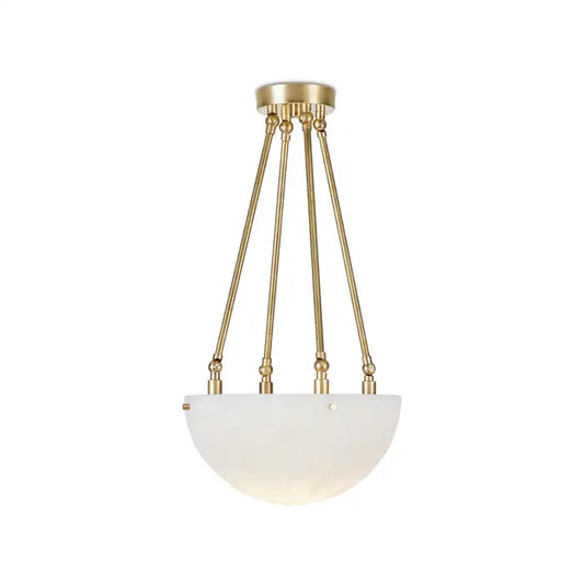 'Moon' Alabaster and Brass Pendant Lamp