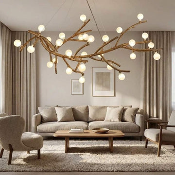 Rustic Glass Globe 28-Light Branch Chandelier