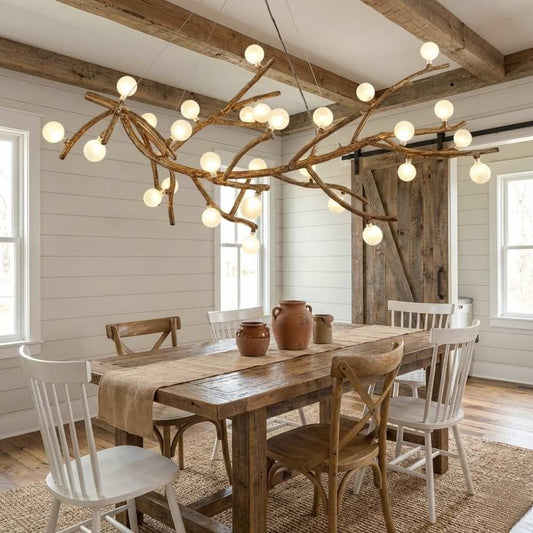 Rustic Glass Globe 28-Light Branch Chandelier