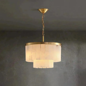 Modern Alabaster Tiered Chandelier - Merlin Lamps