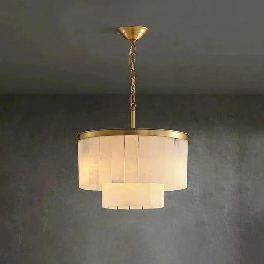 Modern Alabaster Tiered Chandelier - Merlin Lamps