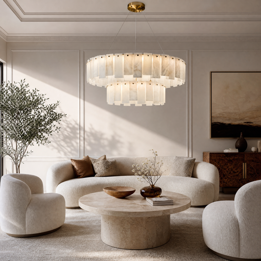 Modern Two-Tier Circular Pendant Chandelier