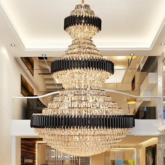 Lamer Lighting Grand Lumina Round Iron Crystal Chandelier - American ballroom or formal entertaining space