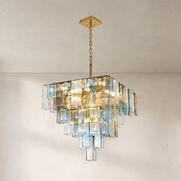 Modern Multicolor Textured Glass Chandelier, 17.7 inch