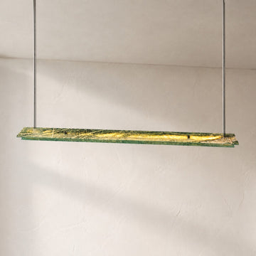 Modern Victoria Green Stone LED Linear Pendant Light, 49.2 Inch