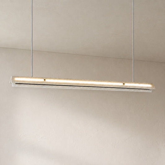 Modern Victoria Green Stone LED Linear Pendant Light, 49.2 Inch