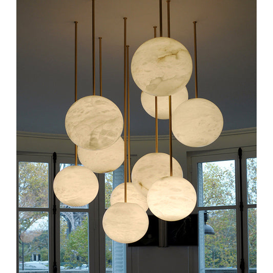Lamer Lighting Alabaster Orb Cluster Pendant Chandelier - Background Shot