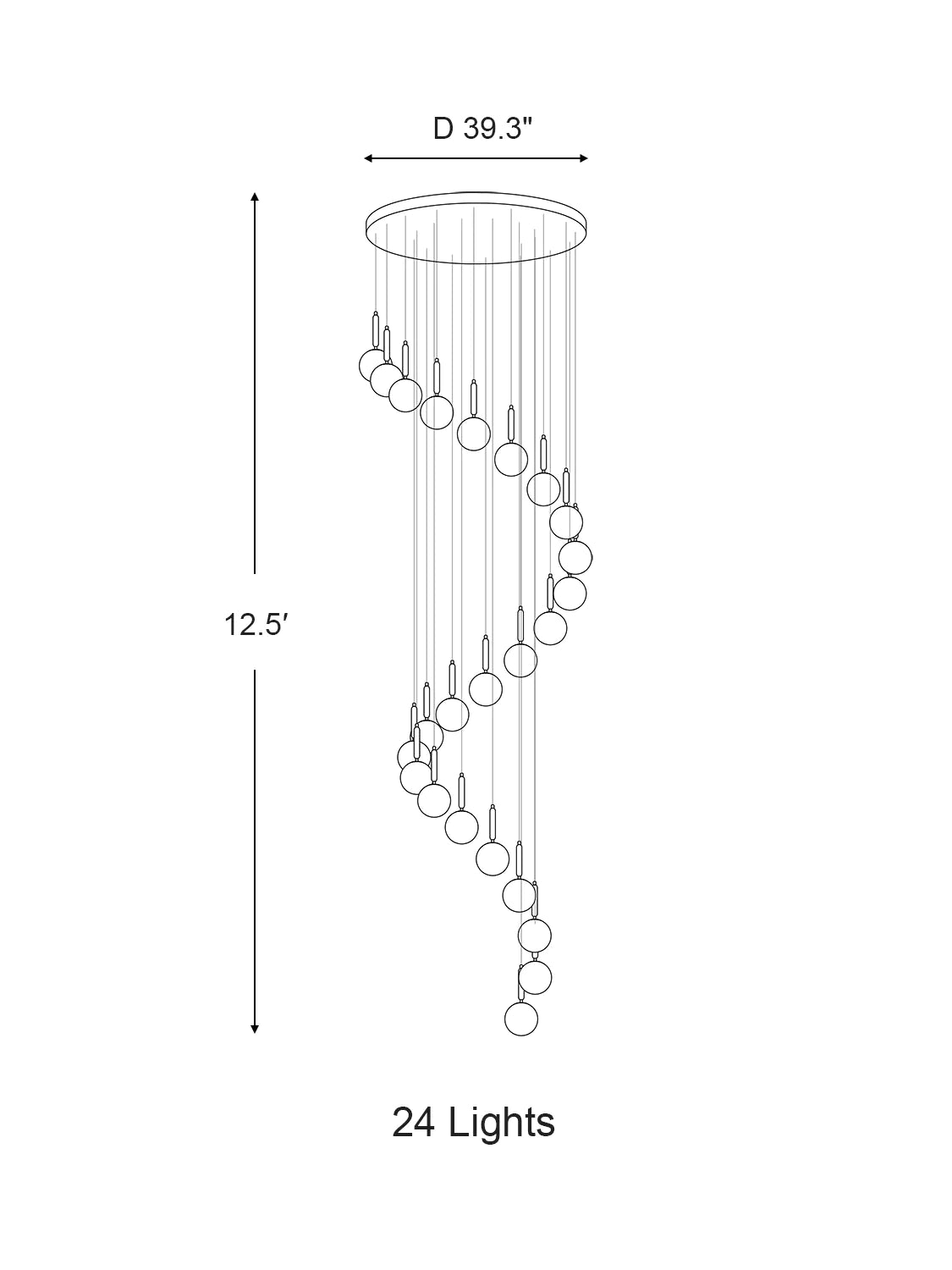 Lamer Lighting Grand Luminous Spiral Iron & Glass Pendant - Background Shot