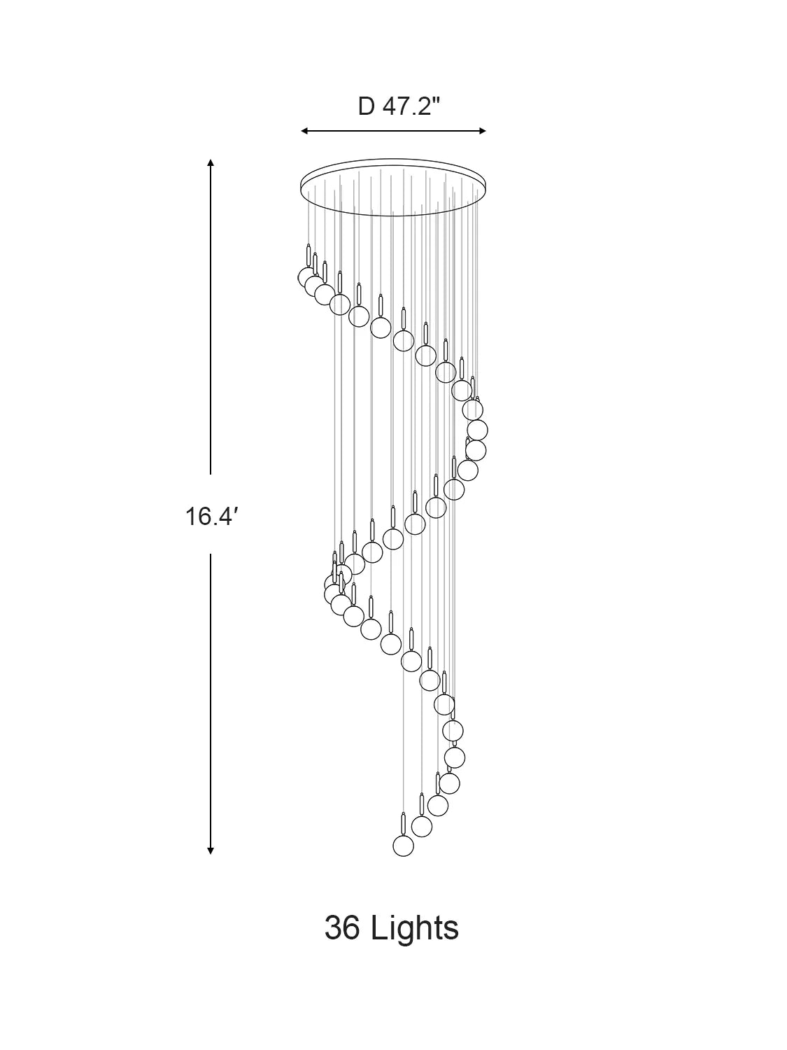 Lamer Lighting Grand Luminous Spiral Iron & Glass Pendant - Background Shot