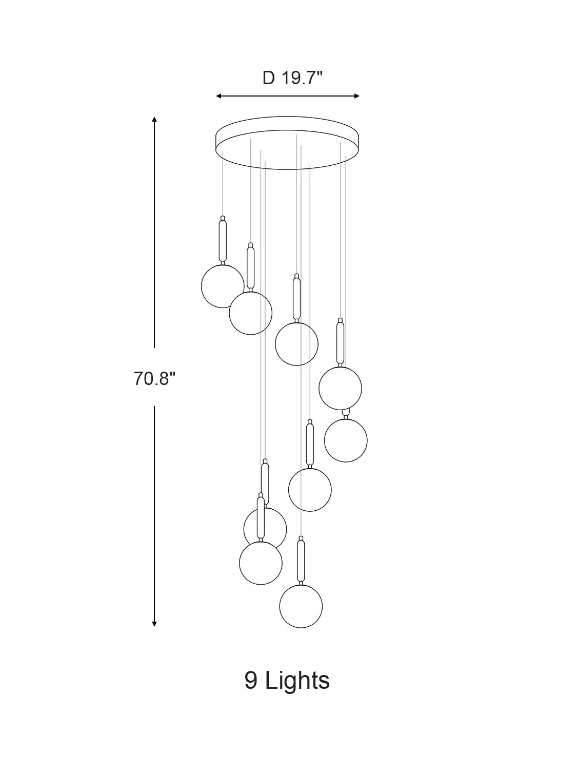 Lamer Lighting Grand Luminous Spiral Iron & Glass Pendant - Background Shot