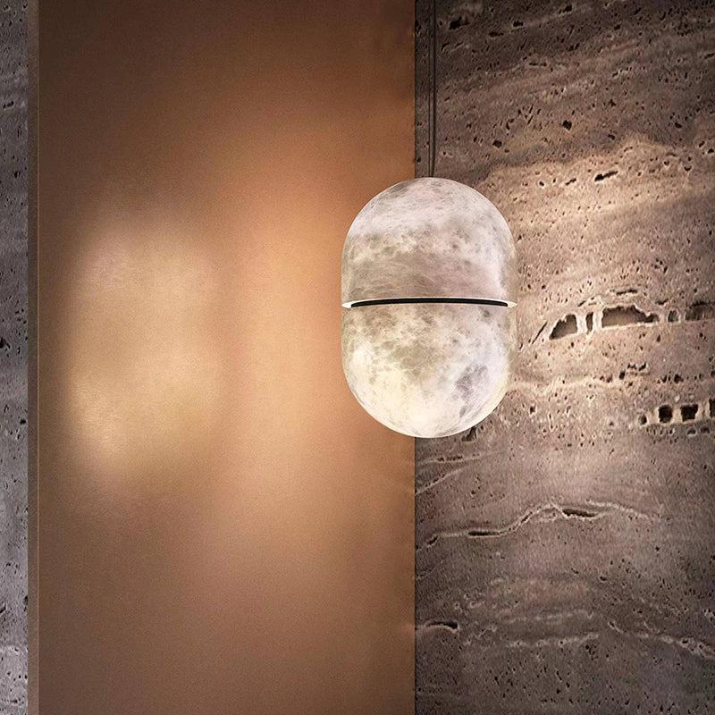 Lamer Lighting Sculpted Alabaster Oval Pendant - Background Shot