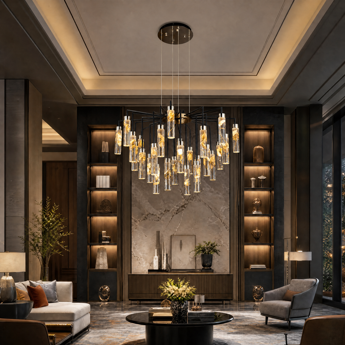 Phoenix Tree Modern Sculptural Ring Chandelier